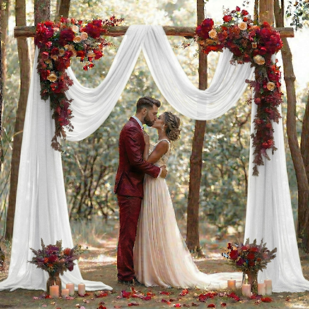 Pack of 2 Wedding Arch Drape Panel Fabric 30" x 100ft - White
