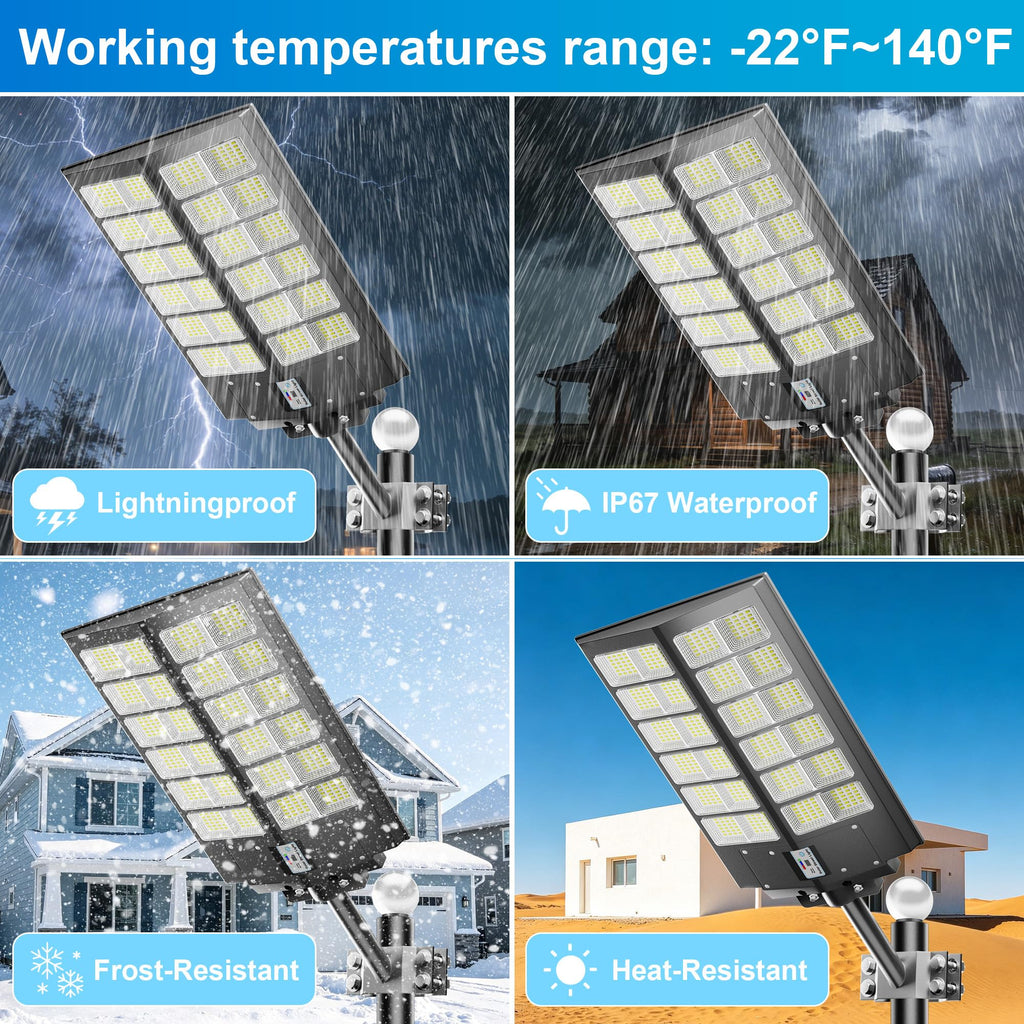 Solar Street Lights Outdoor Waterproof 9000W LED Solar Power Street Light Dusk to Dawn with Mention Sensor Flood