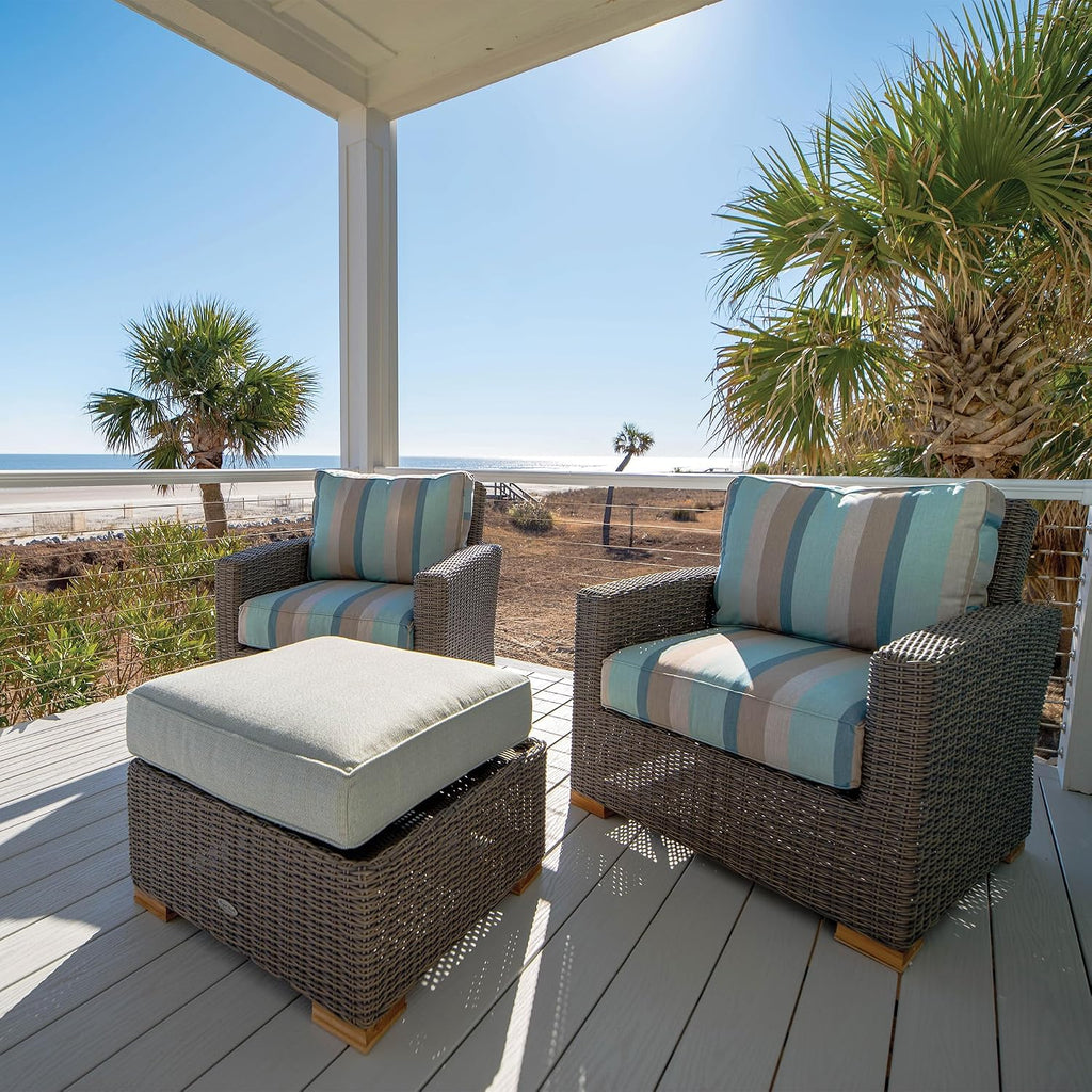 Sanibel Deep Seating Wicker Club Chair with Arms, Premium Teak Frame Outdoor Patio Chair, Frame Only, Durable