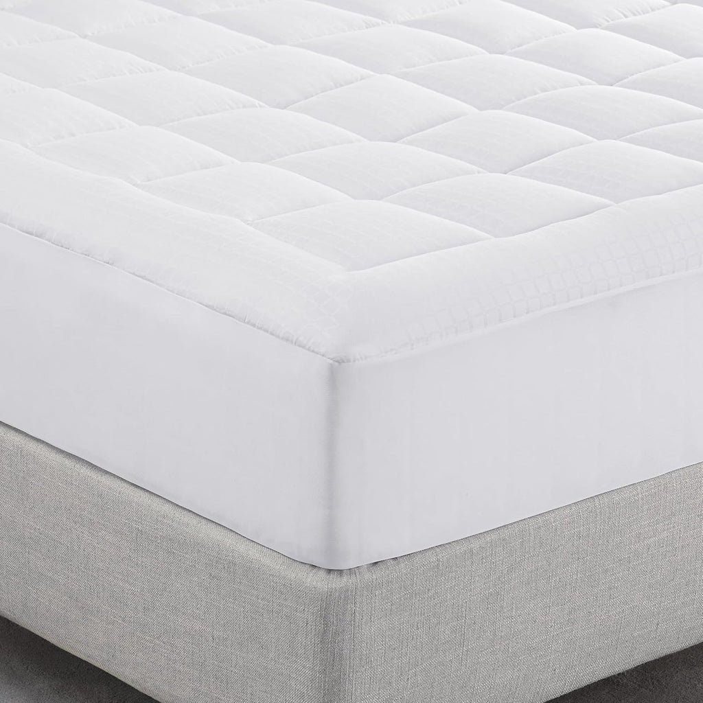 ComfortSure Quilted Cotton Pillowtop Mattress Pad, King | Breathable quilted mattress pad with pillowtop comfort and