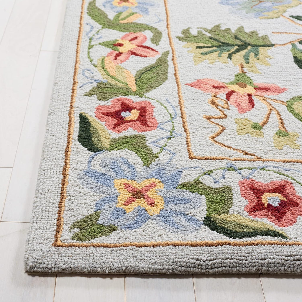 Chelsea Area Rug - 10' x 14', Grey, Handmade Wool, French Country Floral Design