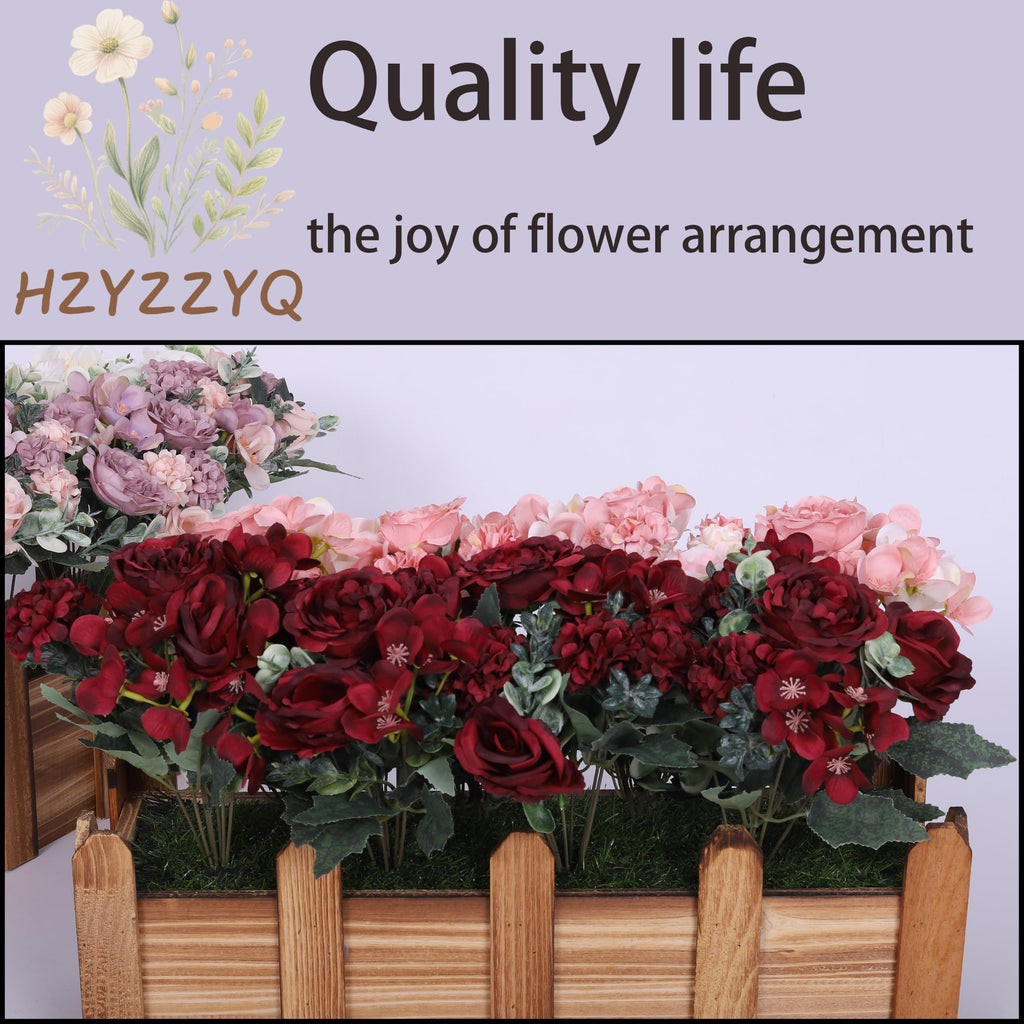 Artificial Flower Autumn Peony Rose (8, Red)