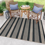 Elance Striped Easy Jute Outdoor Patio Rug, Washable 5x7 Area Rugs for Living Room Office Indoor Out