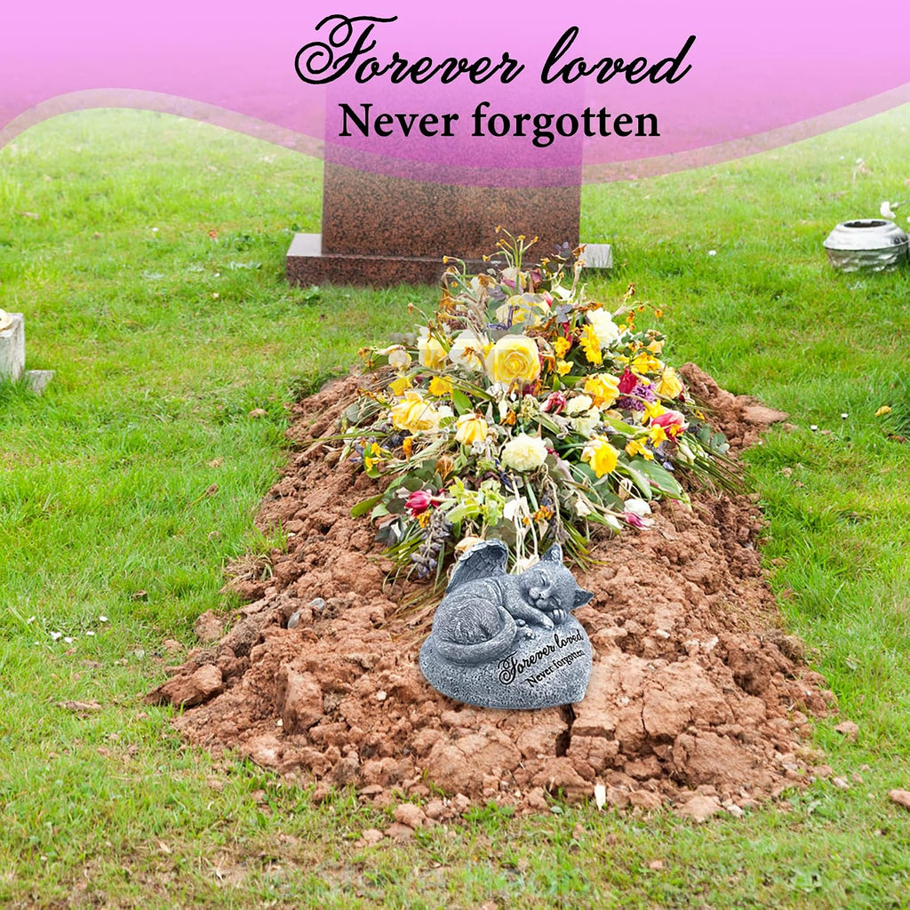 Valley Sleeping Cat Garden Statue - Pet Memorial Stone - Grave Marker - Beautifully Packaged Memorial Gift