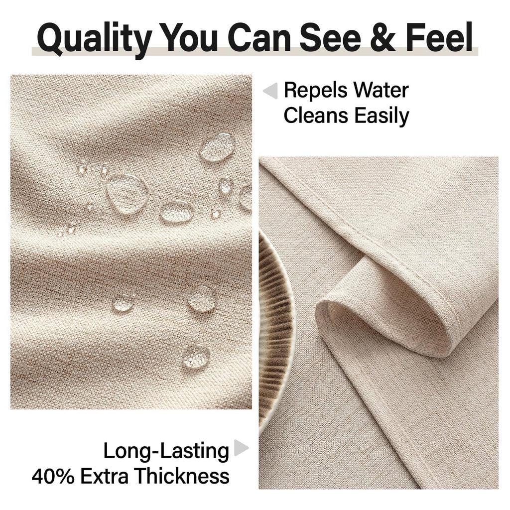 Linen Textured 70 Inch Round Tablecloth Ivory