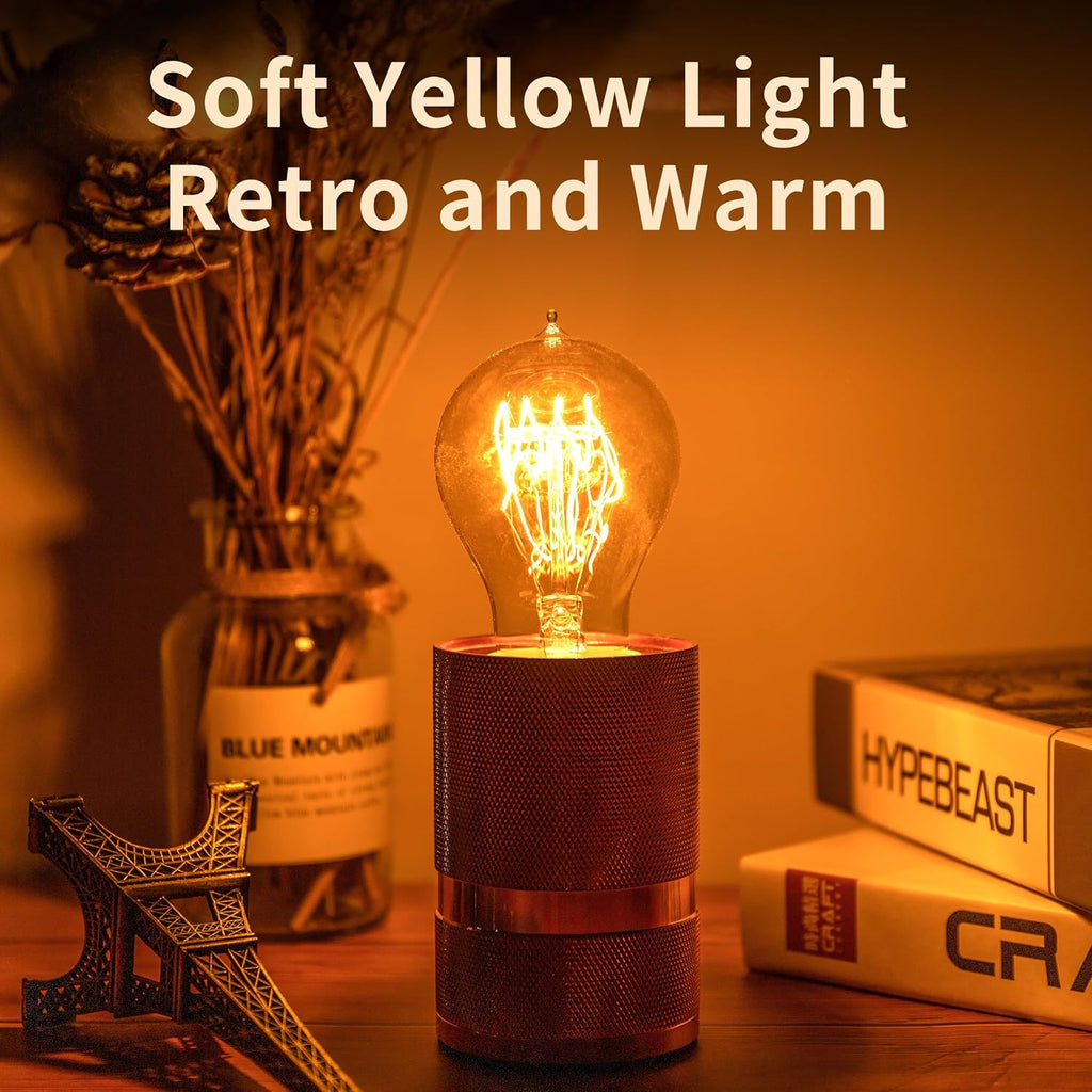 Warm Incandescent Light Bulbs 60 Watt,A19/A60 Vintage Style Edison Bulbs E26,Soft Yellow Light Bulbs,Amber