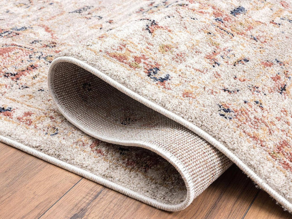 Traditional Cream & Beige Vintage 5'3" X 7'6" Area Rug, Babylon Collection - Oriental Medallion Distressed Rug, Rugs