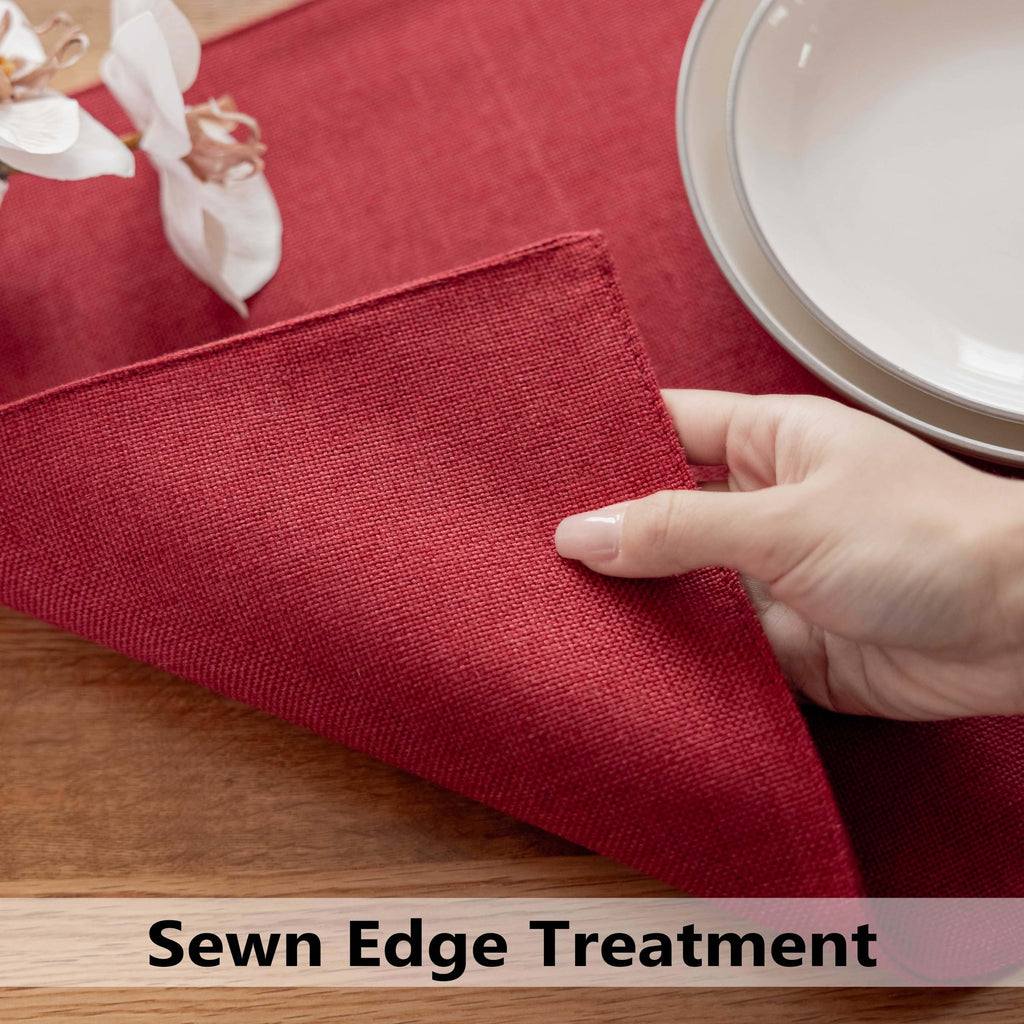 Placemats Set of 6 Red Linen Wipeable Place Mats Heat Resistant Cloth Placemats for Dining Table Restaurants Holiday