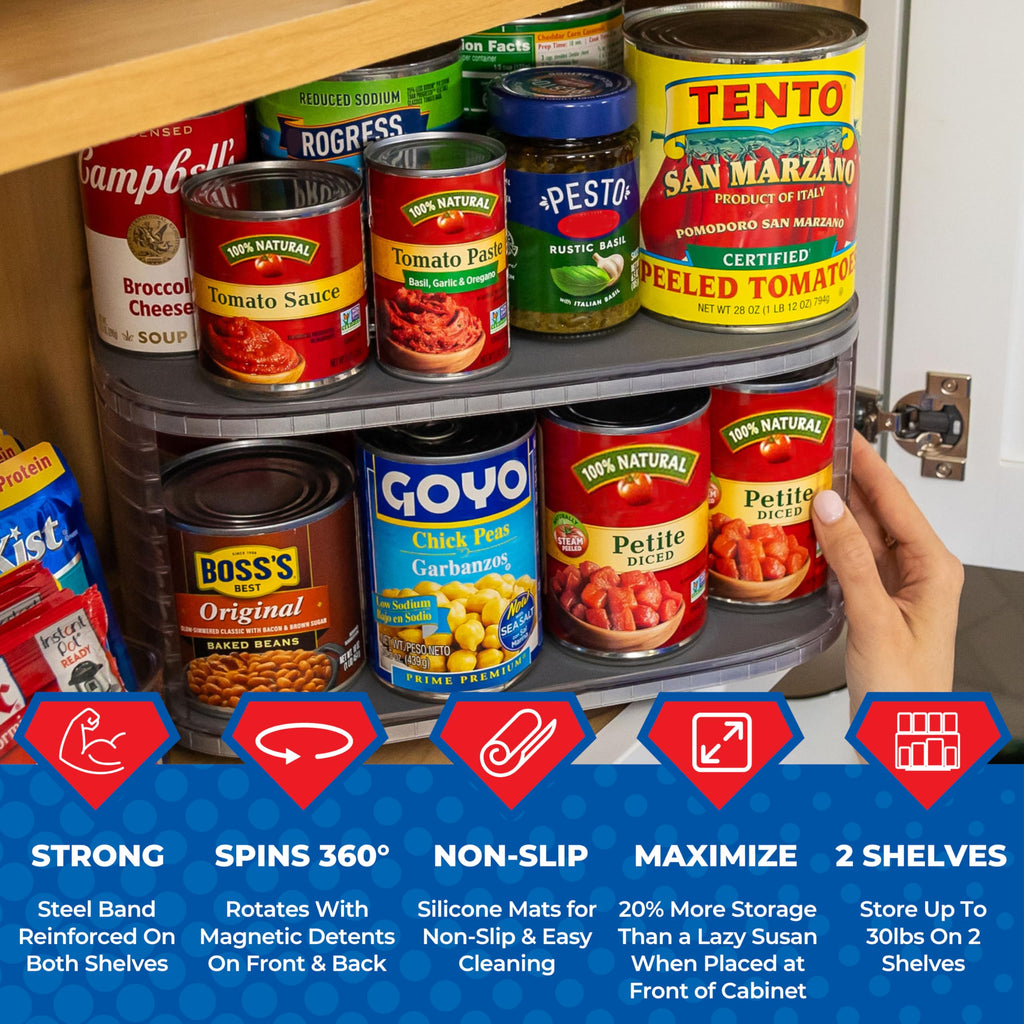 Lazy Susan Organizer for Cabinet, Steel Reinforced