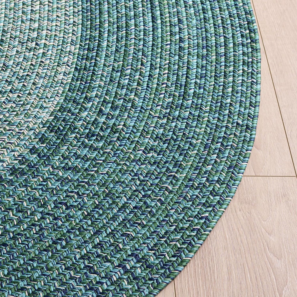 Braided Indoor/Outdoor Oval Rug 4x6, Ivory & Turquoise BRA220K