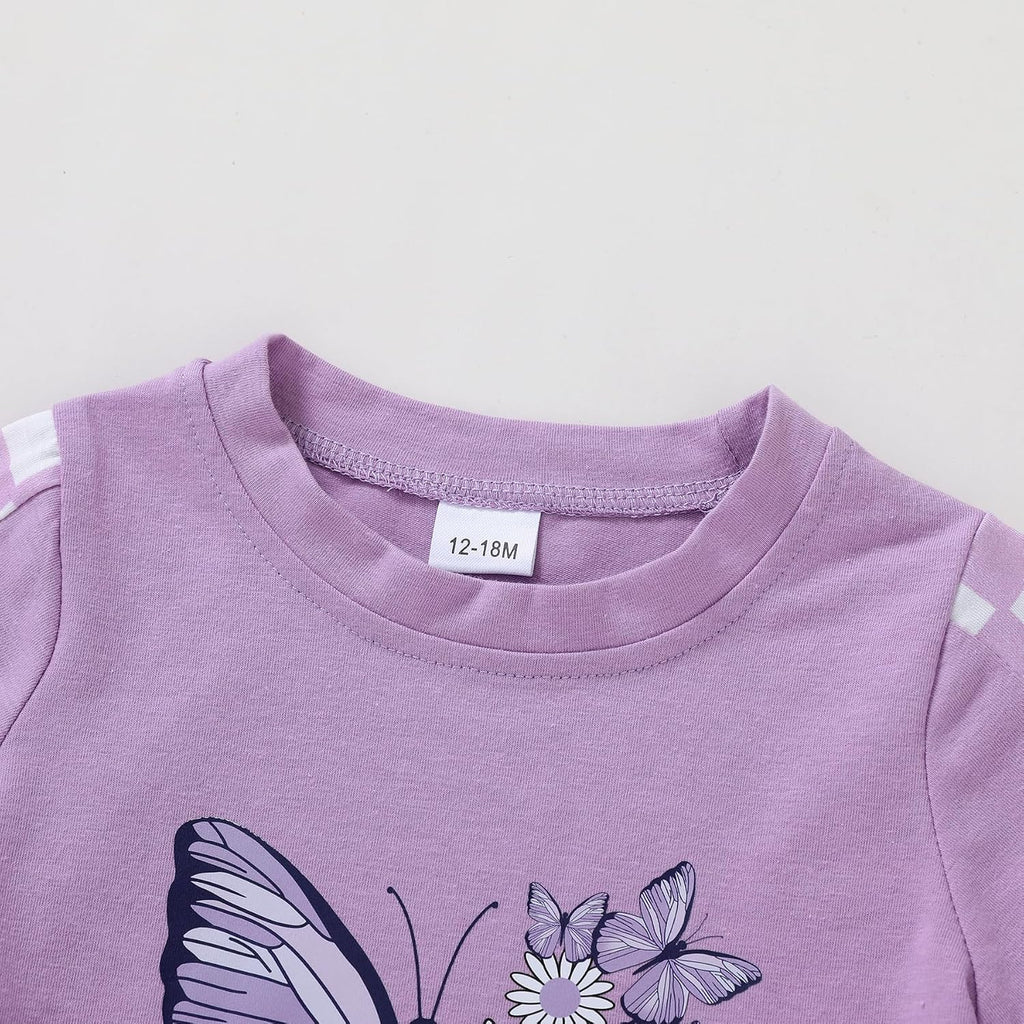 Toddler Baby Girls Summer Clothes Short Sleeve T-Shirt Shorts Set