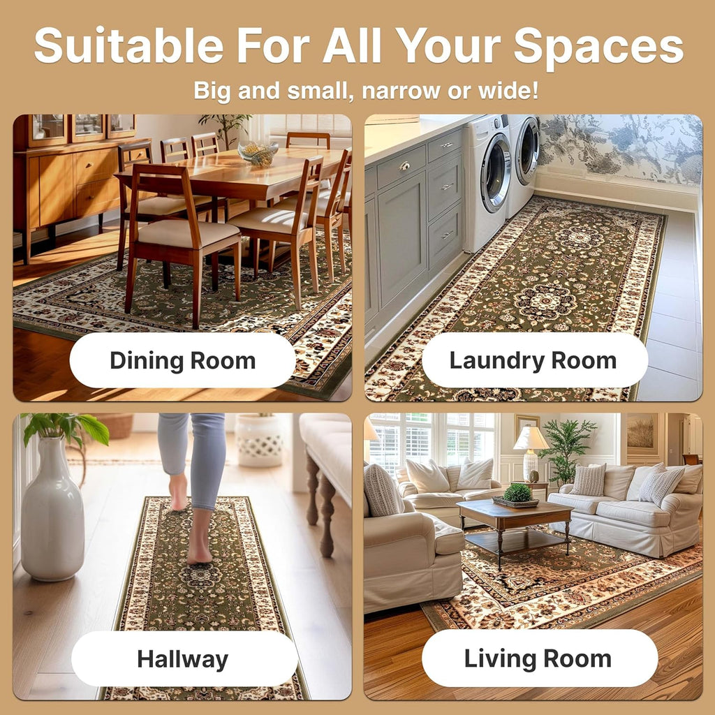 Barclay Medallion Kashan Green 9x12 Area Rug