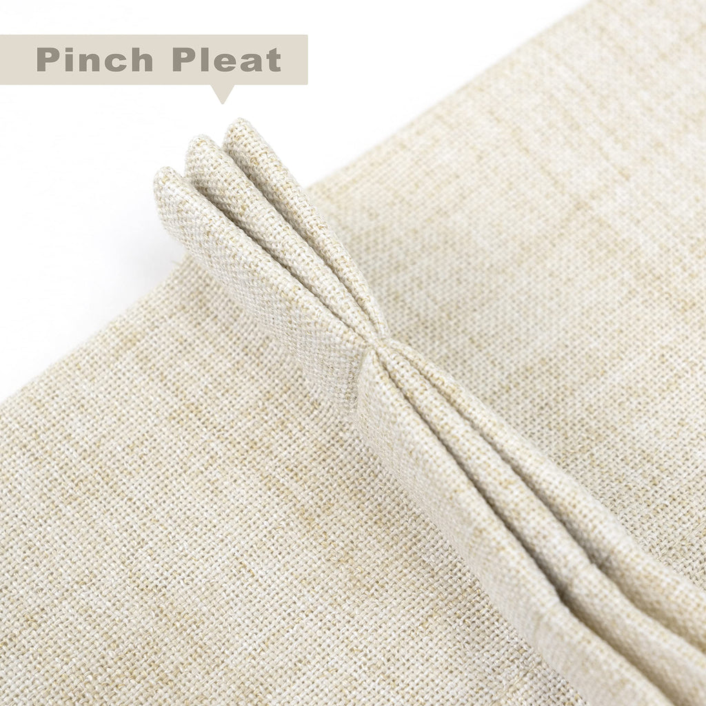 Pinch Pleat Valance Window Faux Linen Textured Solid Beige Valance 16 Inch Light Filtering Farmhouse Linen Curtain