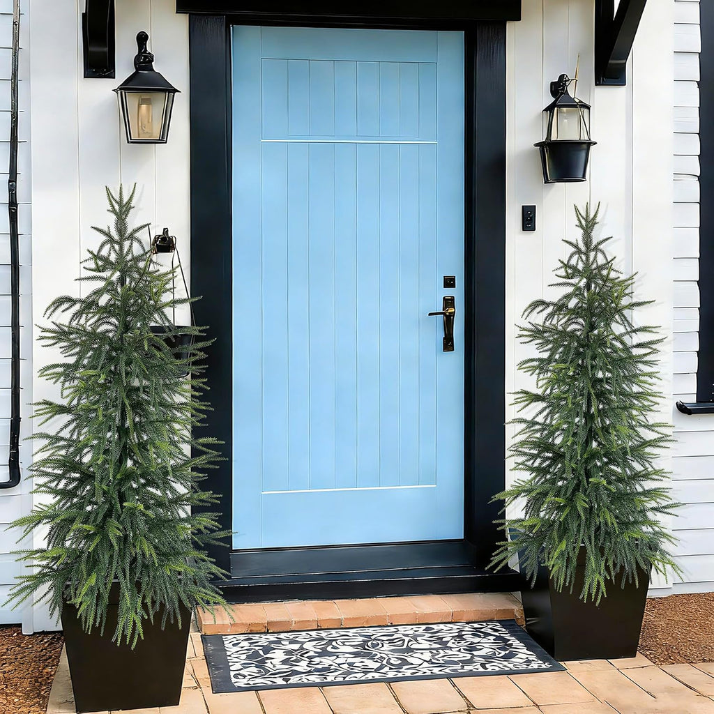 4FT Norfolk Pine Christmas Tree (2 Pack) - Real Touch Realistic Faux Potted Tree, Soft Needle Artificial Winter