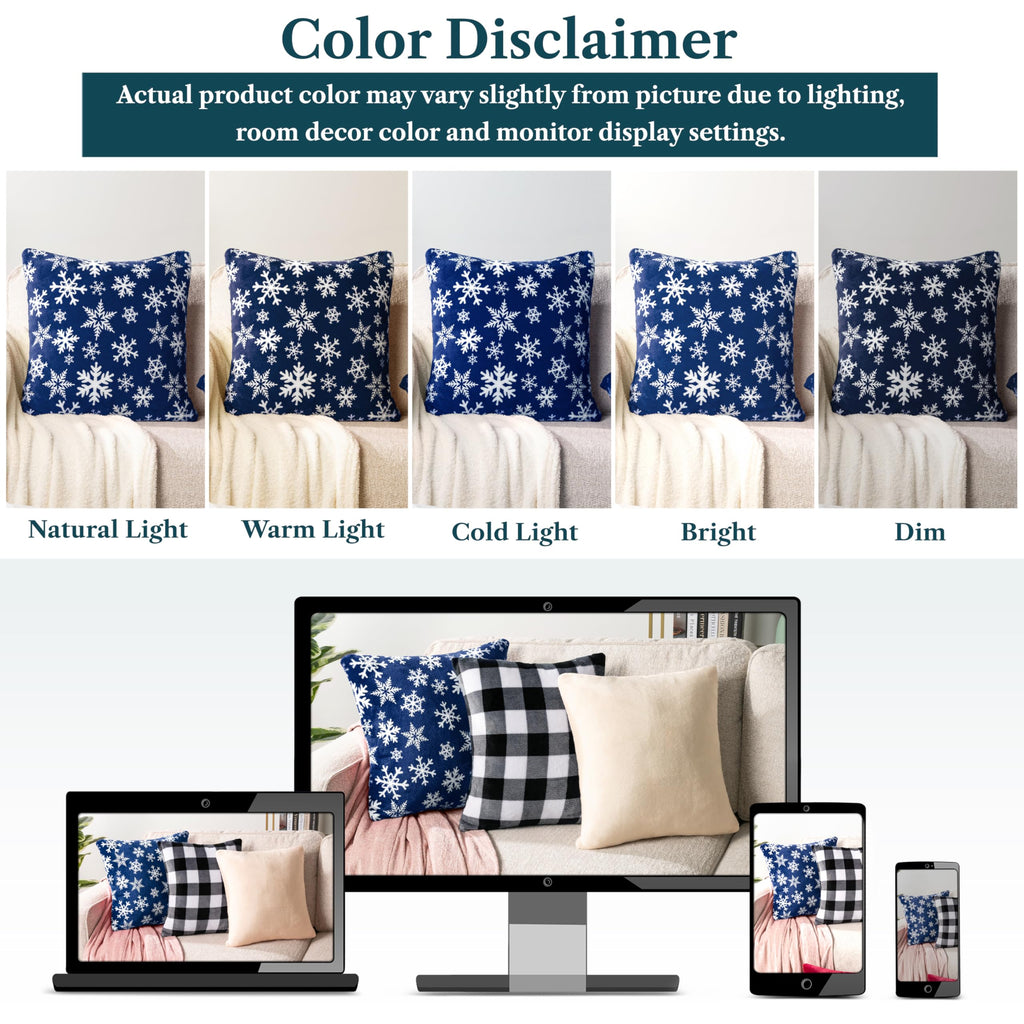 Snowflake Blue Holiday Decorative Throw Pillow Cover 20x20 Set of 2
