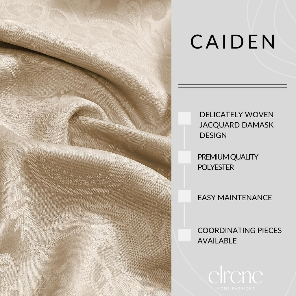 Caiden Elegance Damask Tablecloth, Taupe - 70" W x 70" L Round