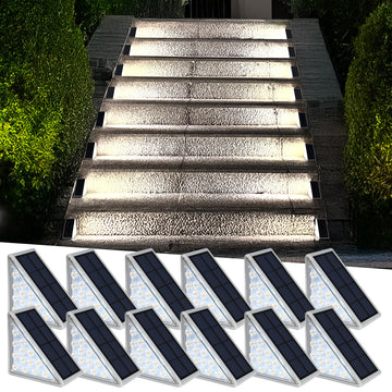 LED Solar Step Lights Waterproof Outdoor Stair Lights, Solar Deck Lights Outdoor Decor IP67 Solar Decoration Lights