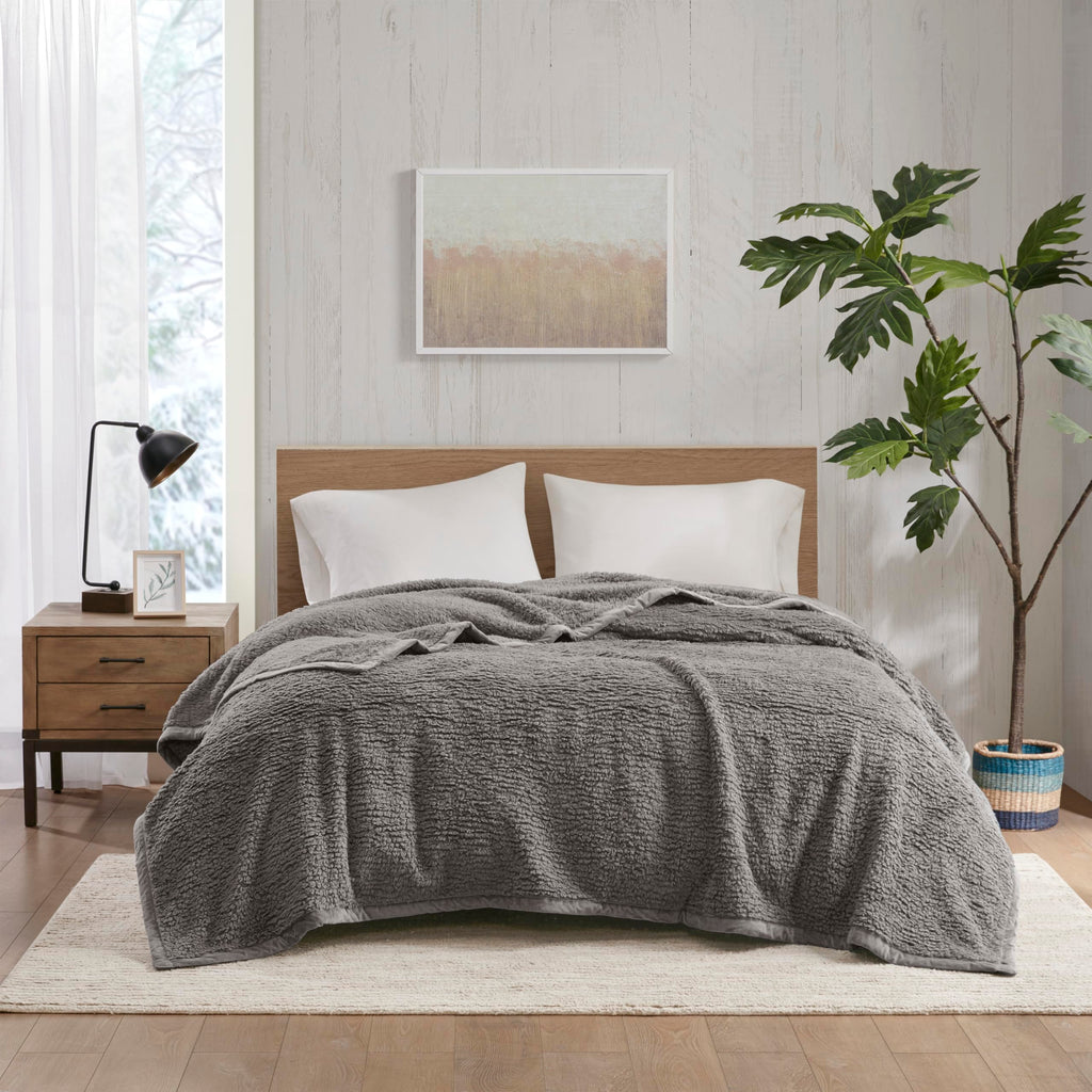 Burlington Berber Blanket Super Soft, Cozy Lightweight Cover with Luxurious Velvet Binding, Modern Trendy All Season