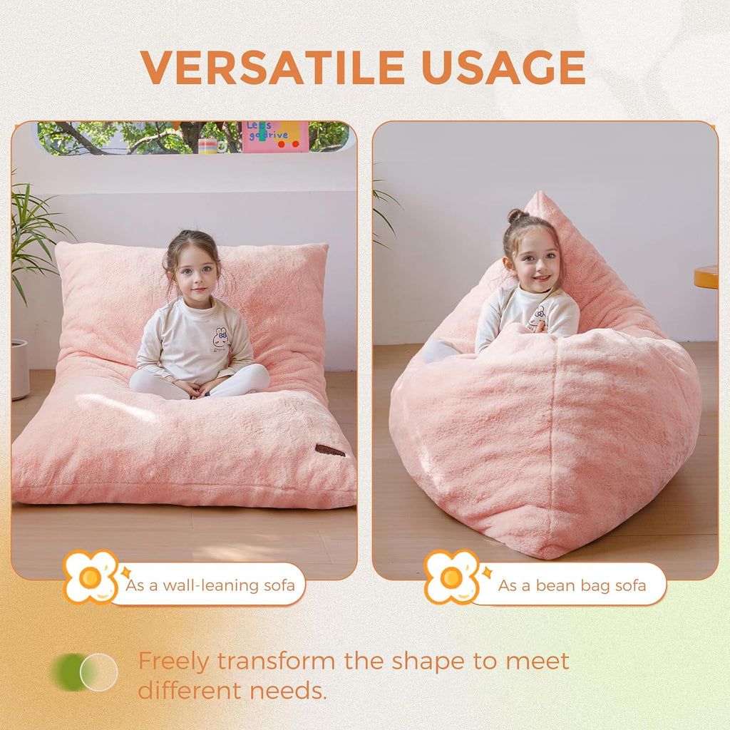 3 in 1 Kids Bean Bag Chair, Comfy Floor Sofa with Removed Cover