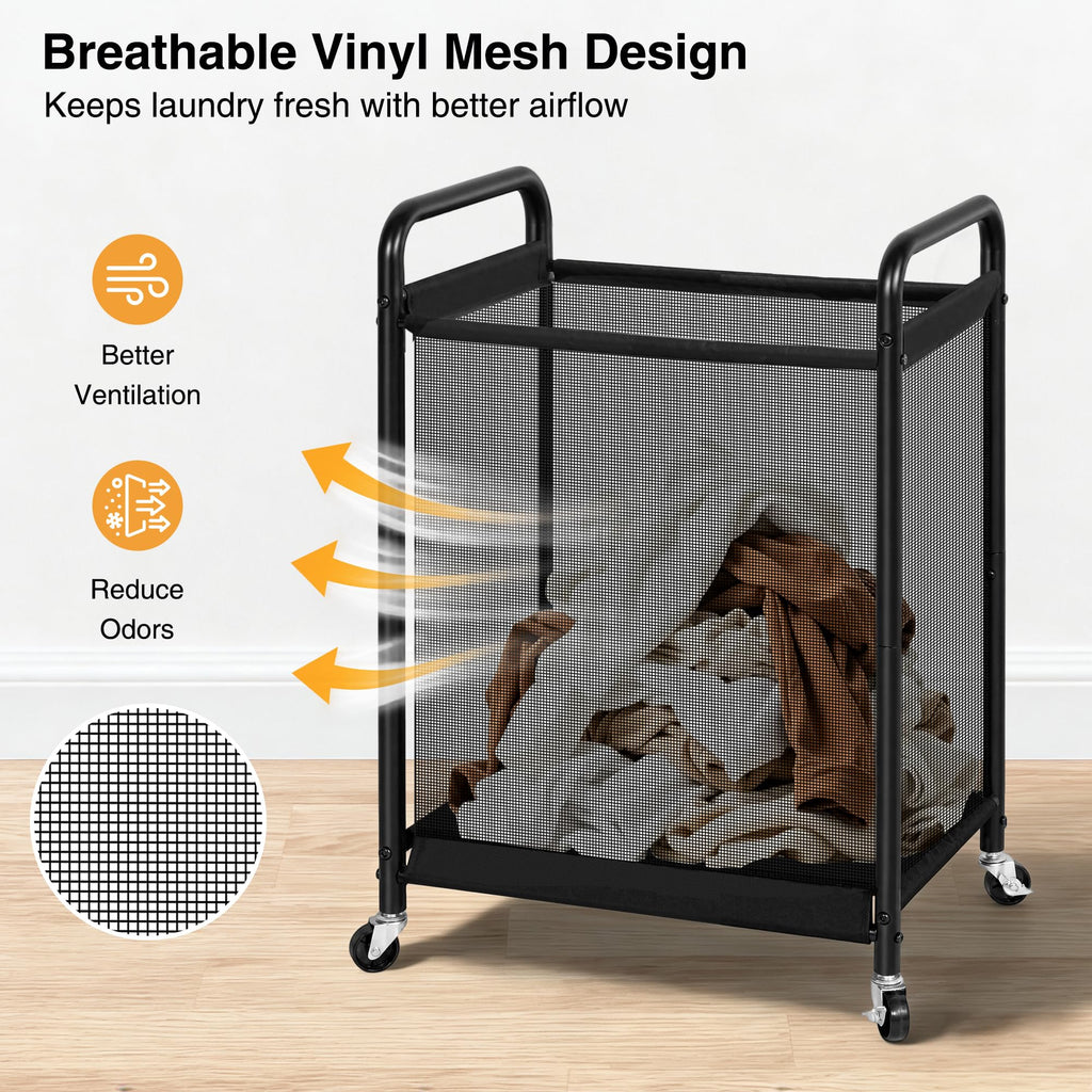 1-Section Laundry Hamper with Wheels, 120L Rolling Laundry Basket