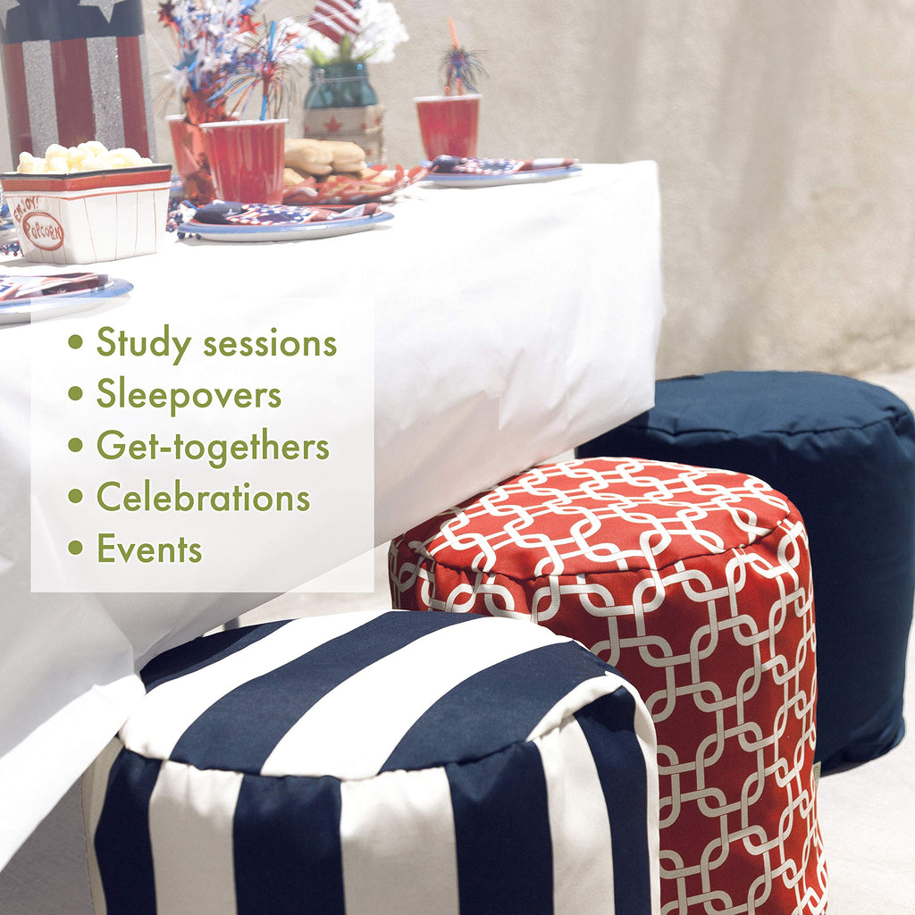 Goods Red Plantation Indoor/Outdoor Bean Bag Ottoman Pouf 16" L x 16" W x 17" H