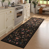 Vintage Medallion Floral Washable Runner Rug 2'7"x8', Non-Slip Low Pile Soft Carpet