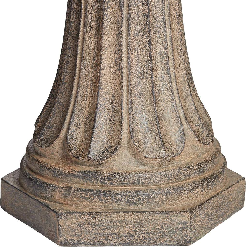 Farron 46" High Large Italian Outdoor Decor Gray Faux Stone Floor Fountain with Light LED Waterfall 3-Tier Standing