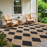 Checkered Easy Jute Rug 8x10 Outdoor Rug Large Washable Area Rugs for Living Room Bedroom Non Slip N