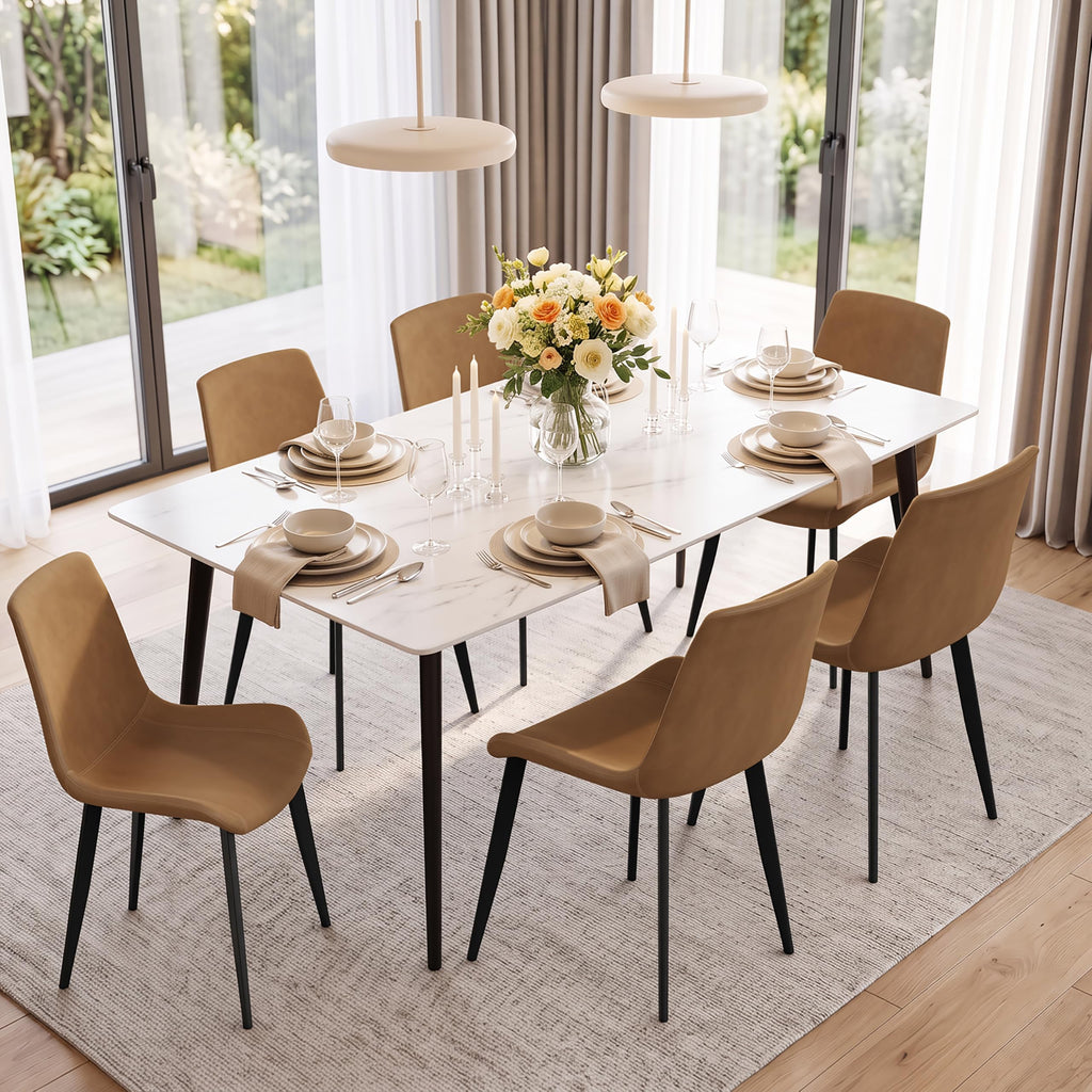 Dining Chairs, Modern PU Leather Dining Room Chair with Sturdy Metal Legs, Upholstered Seat Dinner Chairs Accent Side