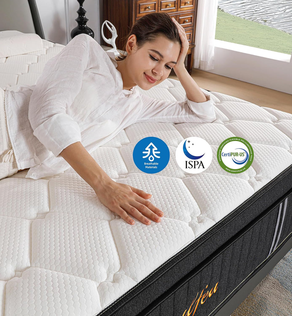 Full Size Mattress,12 Inch Hybrid Full Mattress in a Box with Memory Foam & Individual Pocket Spring for Edge