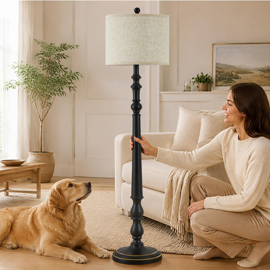 Farmhouse Floor Lamp, 60'' Tall Rustic Standing Lamp