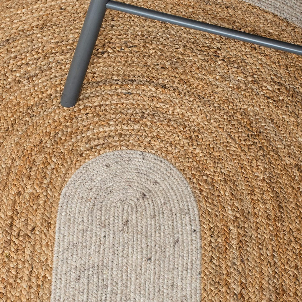 Braided Oval Rug 6x9, Wool Beige & Brown BRD910B