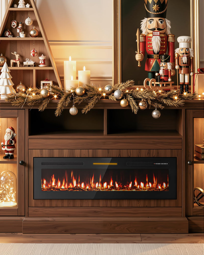 50" Smart WiFi Electric Fireplace Heater, Recessed Wall Mounted