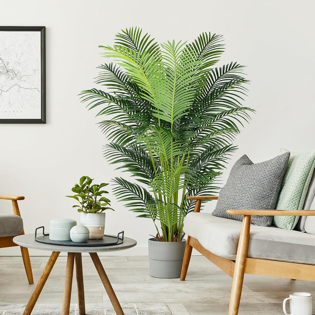 6 Ft Artificial Tropical Palm Tree With 24 Removable Leaves - Large Faux Plant for Indoors and Outdoors, Silk