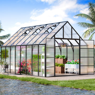 16x10x10 FT Polycarbonate Greenhouse for Outdoors w/3 Windows