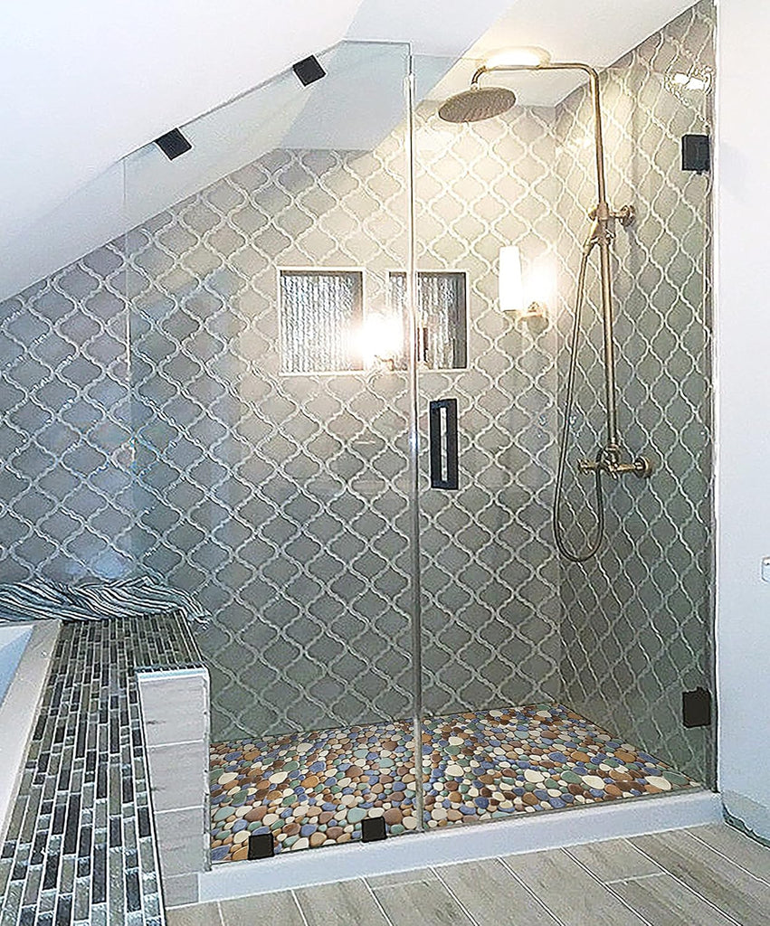 Matte Pebble for Shower Floor Mosaic Tile Wall Backsplash Floor Non Slip [5 Sheets]