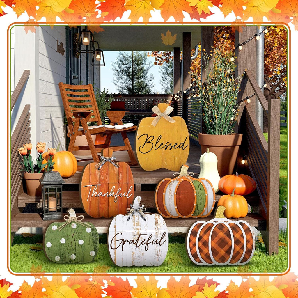 Farmhouse Outdoor Fall Decoration Porch, Pumpkin - Set of 6