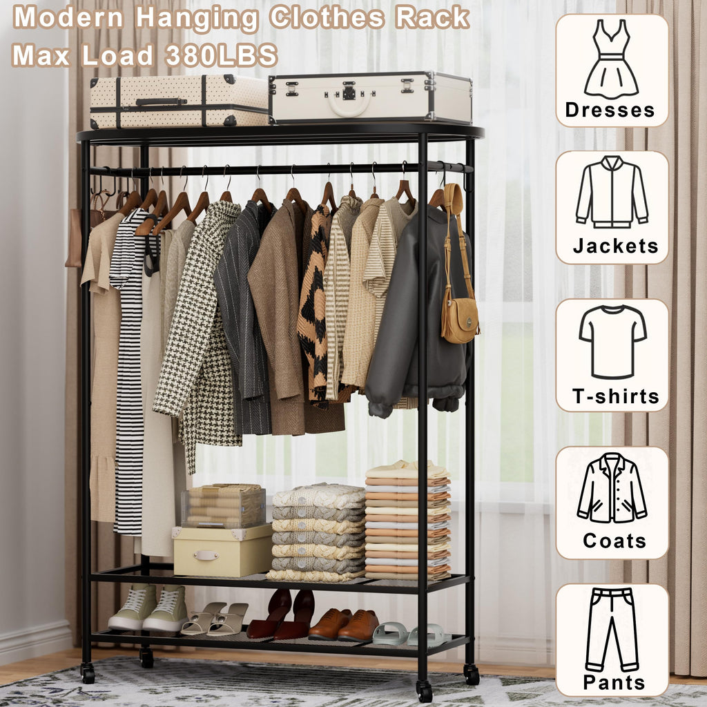 Clothes Rack with Cover Heavy Duty Rolling Portable Closet 380LBS