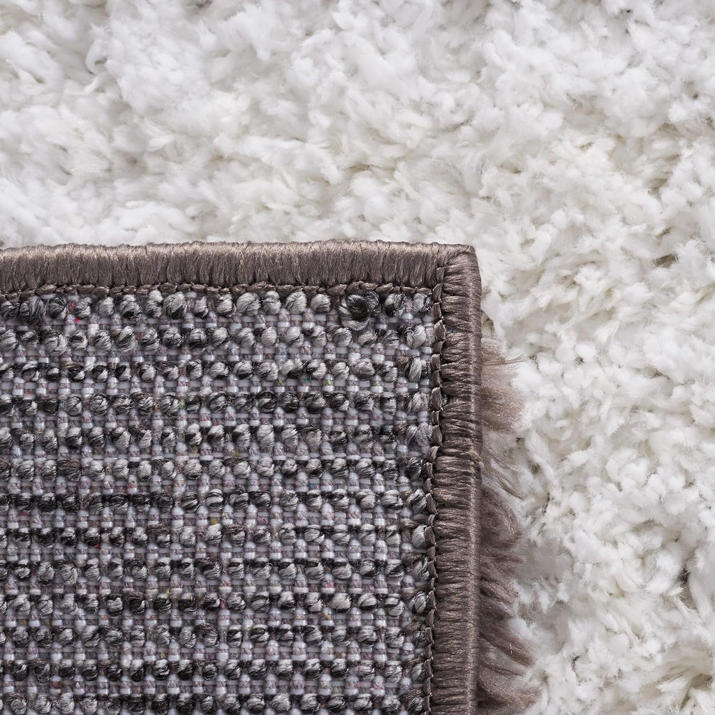 Berber Shag Collection Area Rug - 7' Square, Dark Grey & Grey, Modern Border Design, Non-Shedding & Easy Care