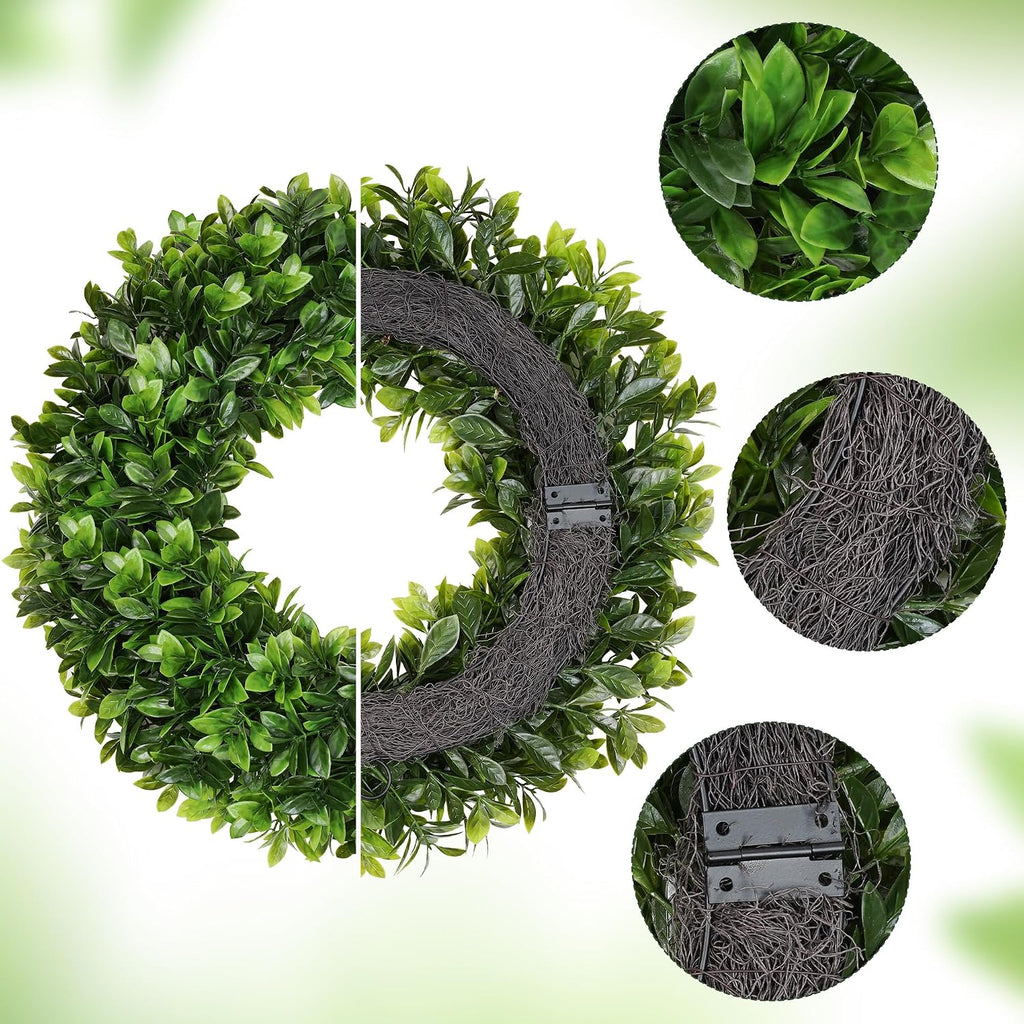 20" Boxwood Wreaths for Front Door,Artificial Spring Wreaths for Wall Window Porch Home Farmhouse St Patricks Day