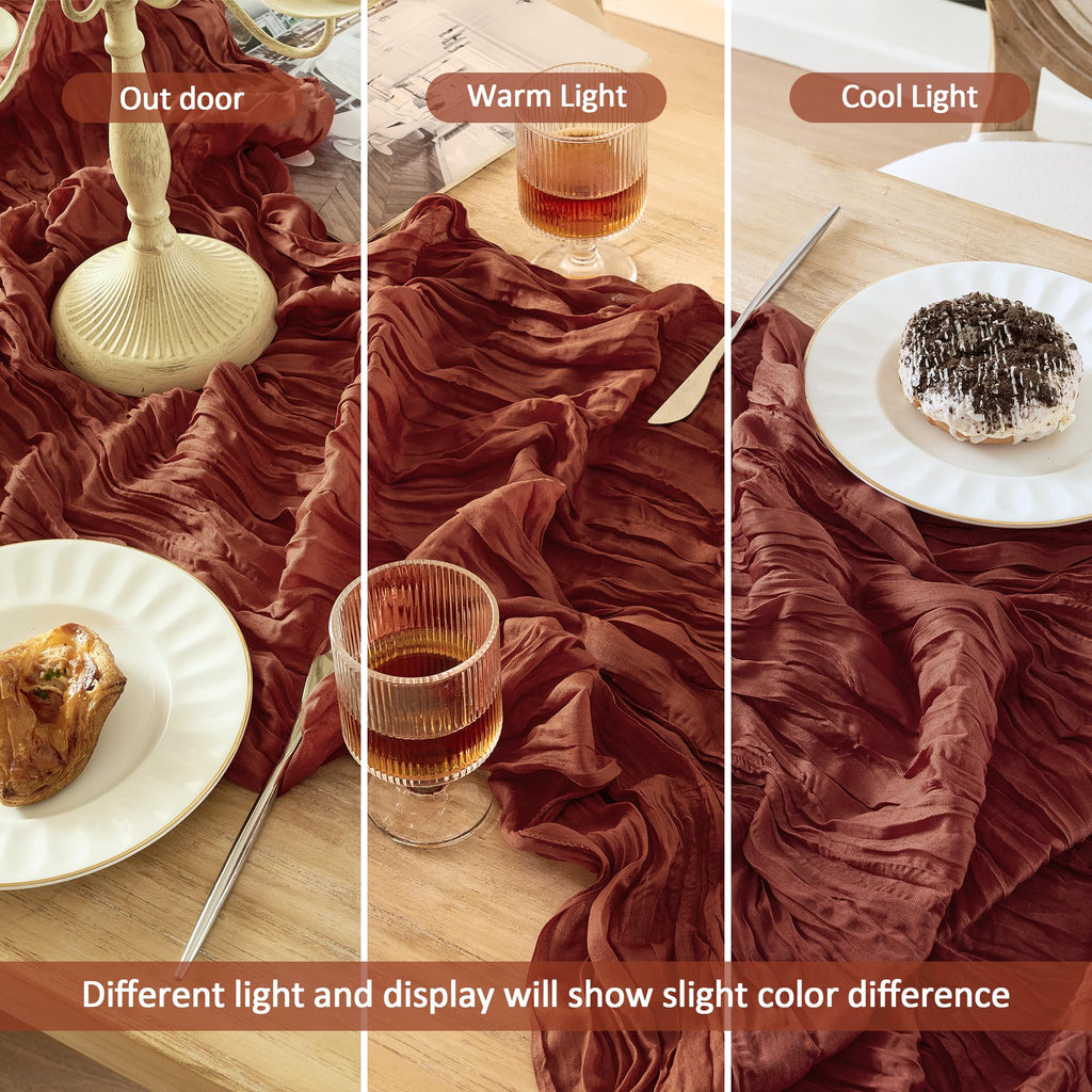 6 Pack Terracotta Cheesecloth Table Runner Boho Gauze Fall Decor