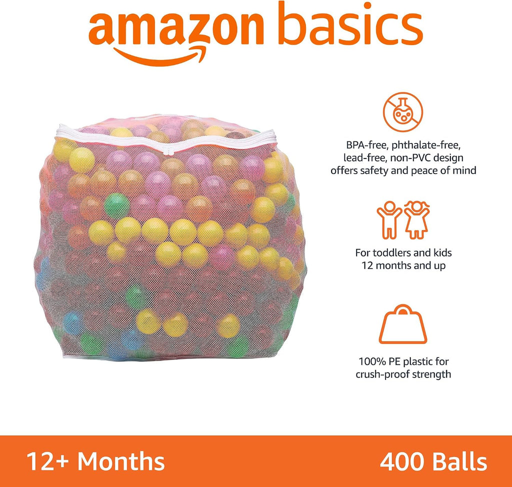 BPA Free Ball Pit Balls with Storage Bag, Crush-Proof Plastic for Toddlers Kids 12+ Months Play, Phthalate Free, 6
