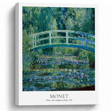 Gallery Wrapped Canvas Art, Water Lilies and Japanese Bridge, 16x20IN