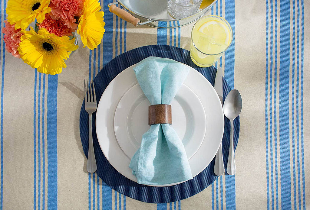 Vinyl Tabletop Collection, Round Placemat Set, 13.75", Nautical Blue, 6 Piece