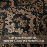 Black Comforter Set Queen, Gold Damask Texture 7 Pieces Bed in a Bag Microfiber Comforter Bedding Sets -1 Comforter