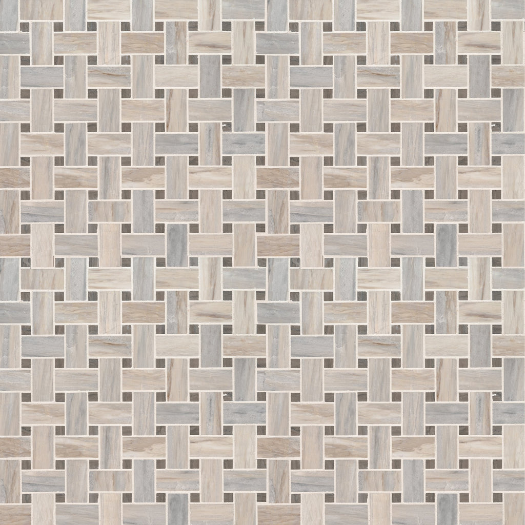 Marble Wall Tile | Angora Basketweave Warm White | 12.5" x 12.5"