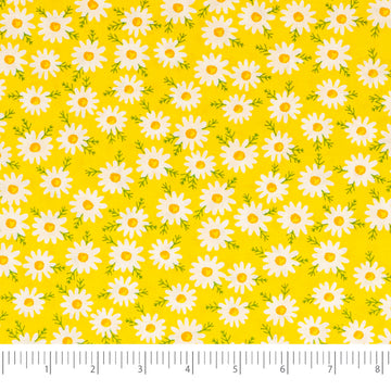 Fabrics, 100% Cotton Print, 44 Inch Wide, Quilt and Craft Fabric for Sewing, Daisys On Yellow, Cut by the Yard