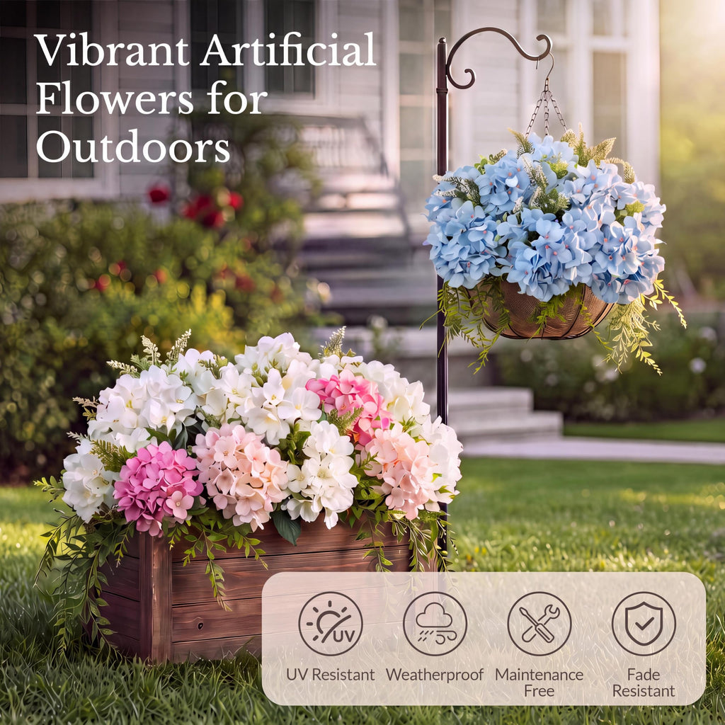 Pre-Arranged Blue Artificial with Greenery, UV Resistant