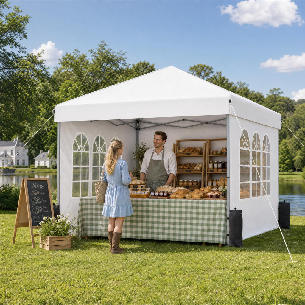 10x10 Pop Up Canopy with Sidewall, Commercial Tent, Pure Black