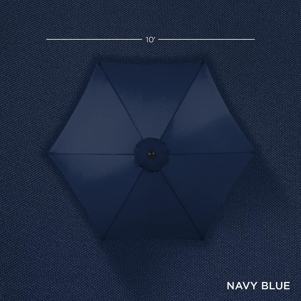 10ft Outdoor Patio Umbrella, Outdoor Table Umbrella, Yard Umbrella, Market Umbrella with 6 Sturdy Ribs, Push Button